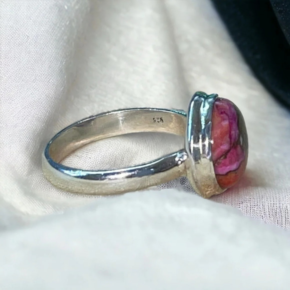 Sterling Silver Spiny Oyster Mojave Turquoise Ring (8.5) - Picture 7 of 9